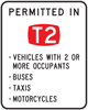 T2 lane sign